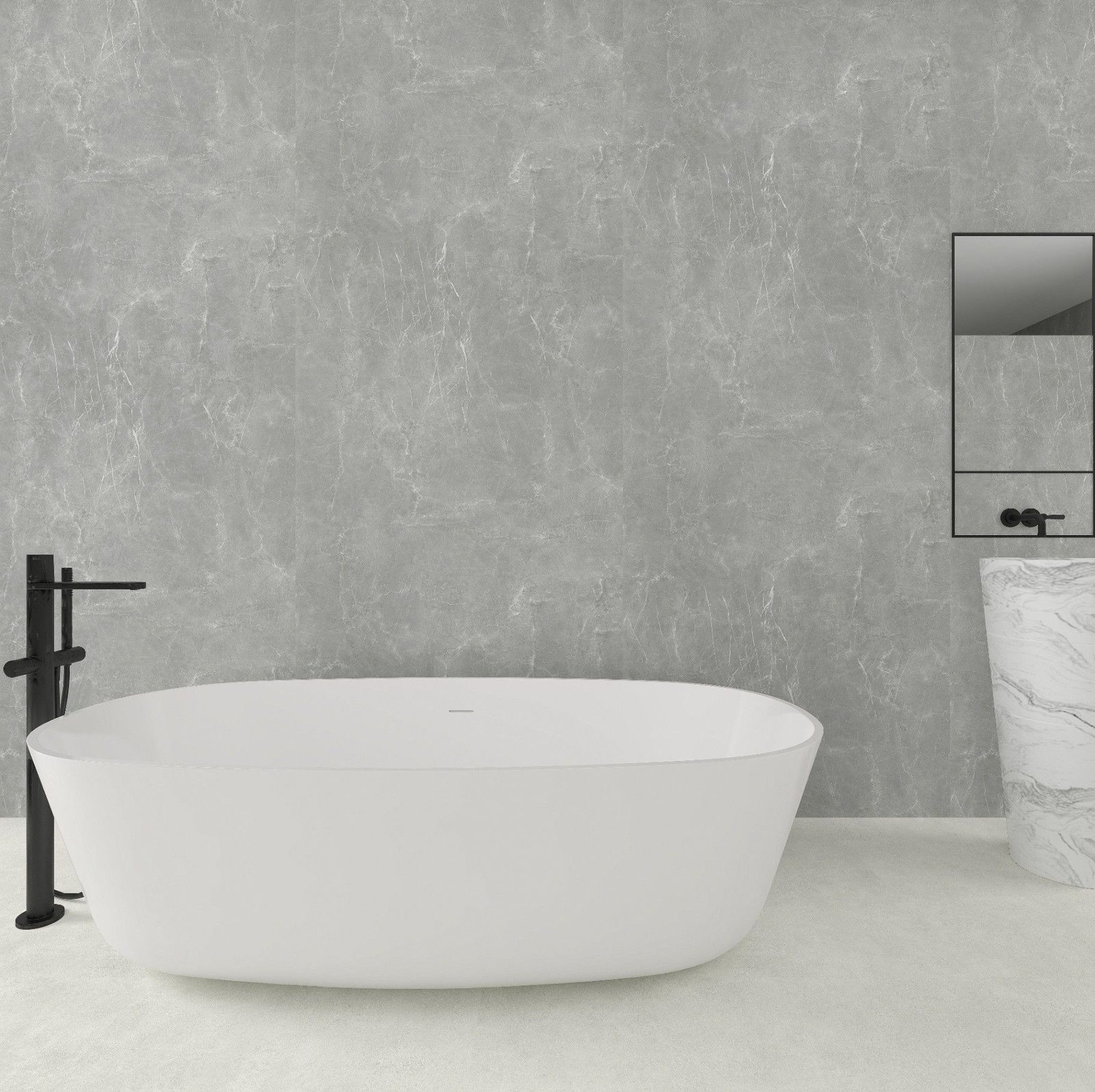 SPC wall panel application example in a bathroom