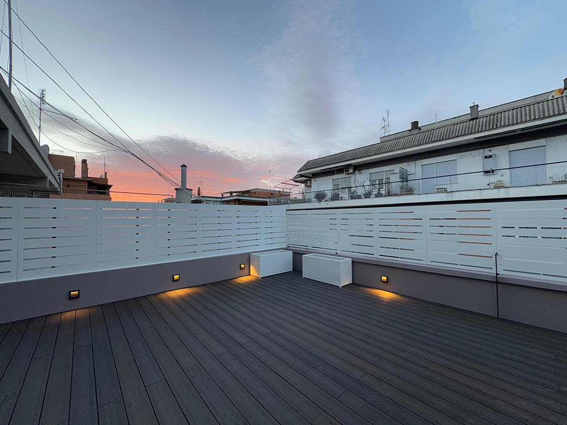 Sunset rooftop terrace finished with DURO 3.0 composite decking