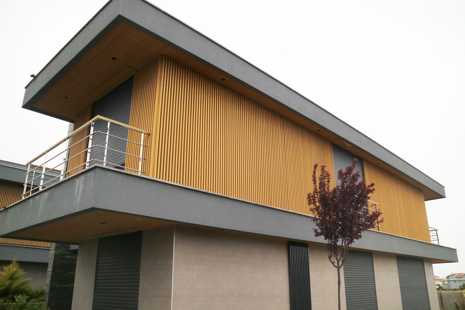 Modern villa façade clad in composite wall cladding