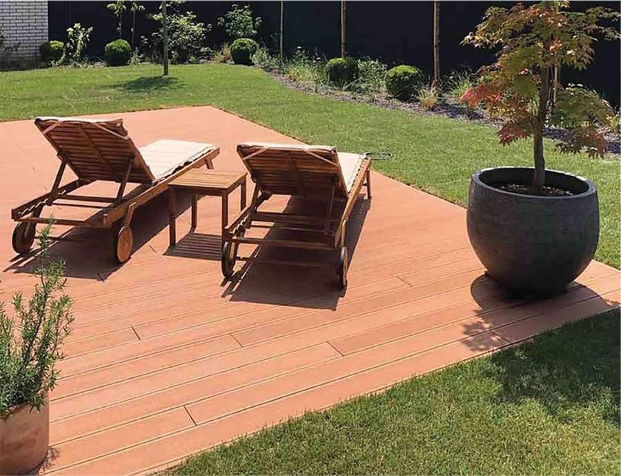 Garden seating area finished with composite decking