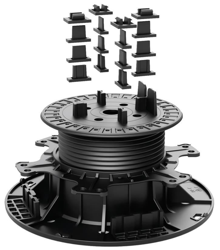 3D product image showing the parts of the pedestal system
